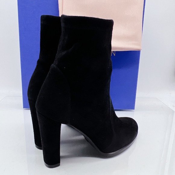 Stuart Weitzman Womens Highland Bootie Heeled Black Stretch Suede EU 35.5/ US 5 - Picture 6 of 11